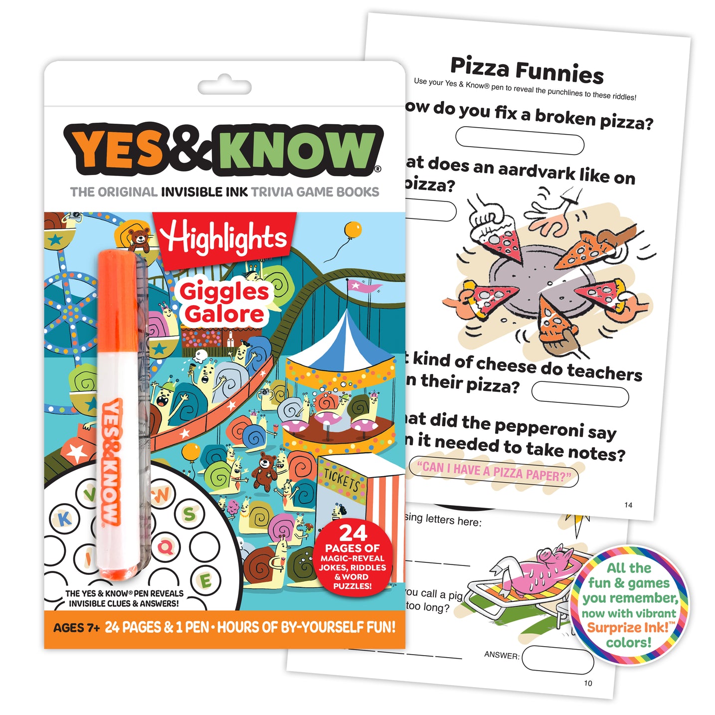 The Original Yes & Know® Invisible Ink Trivia Game Books: Highlights for Kids Giggles Galore