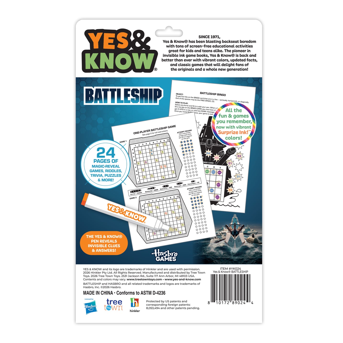 The Original Yes & Know® Invisible Ink Trivia Game Books: Battleship